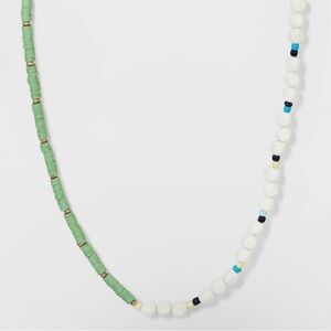 Universal Thread Green and White Beaded Necklace